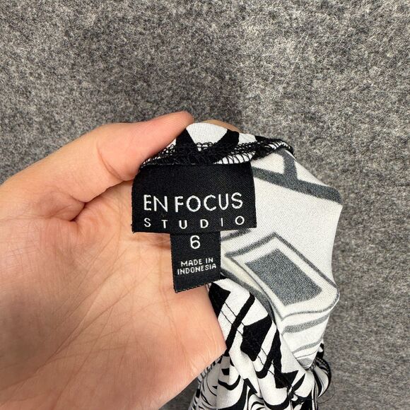 En Focus Studio Dress Women 6 White Geometric Maxi Long Sleeveless Halter Neck - Picture 4 of 6